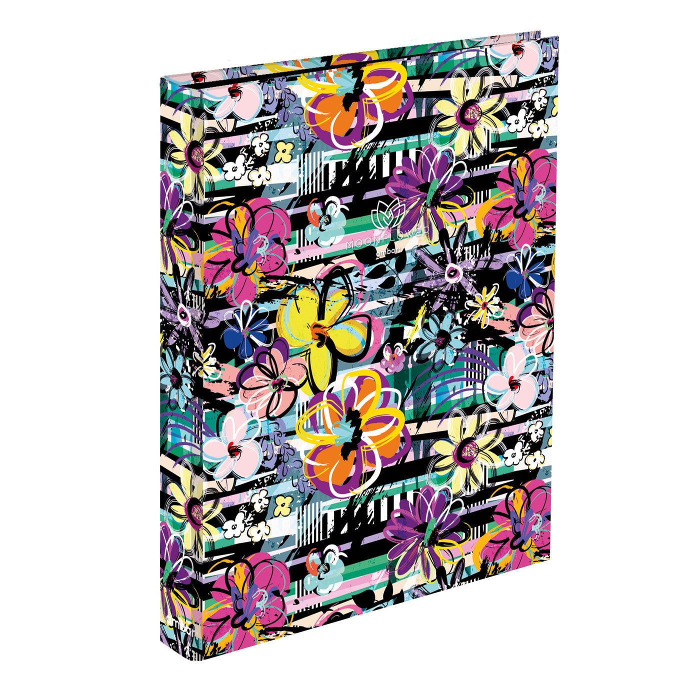 Capa A4 2 Argolas Lombada Estreita Moonflower