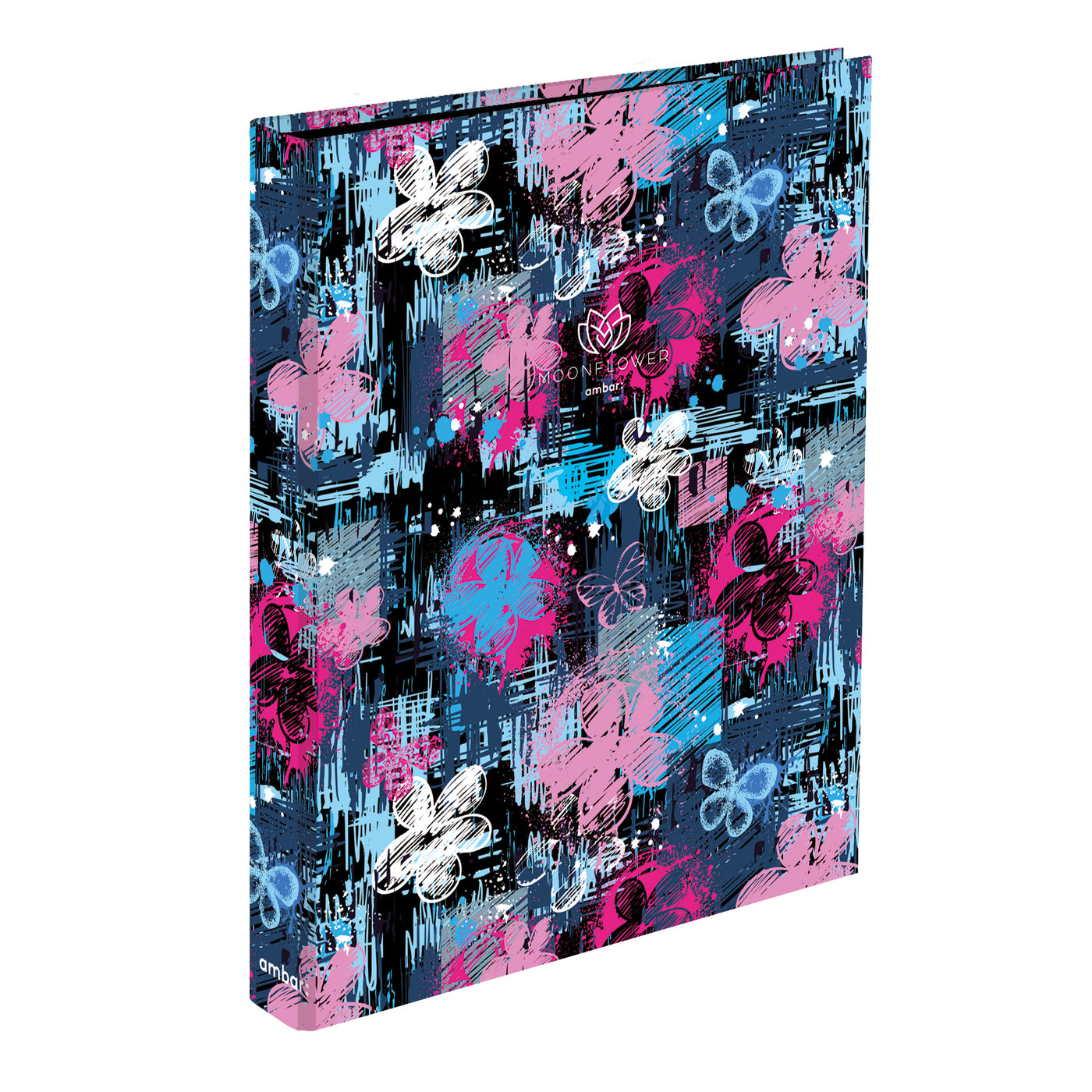 Capa A4 2 Argolas Lombada Estreita Moonflower