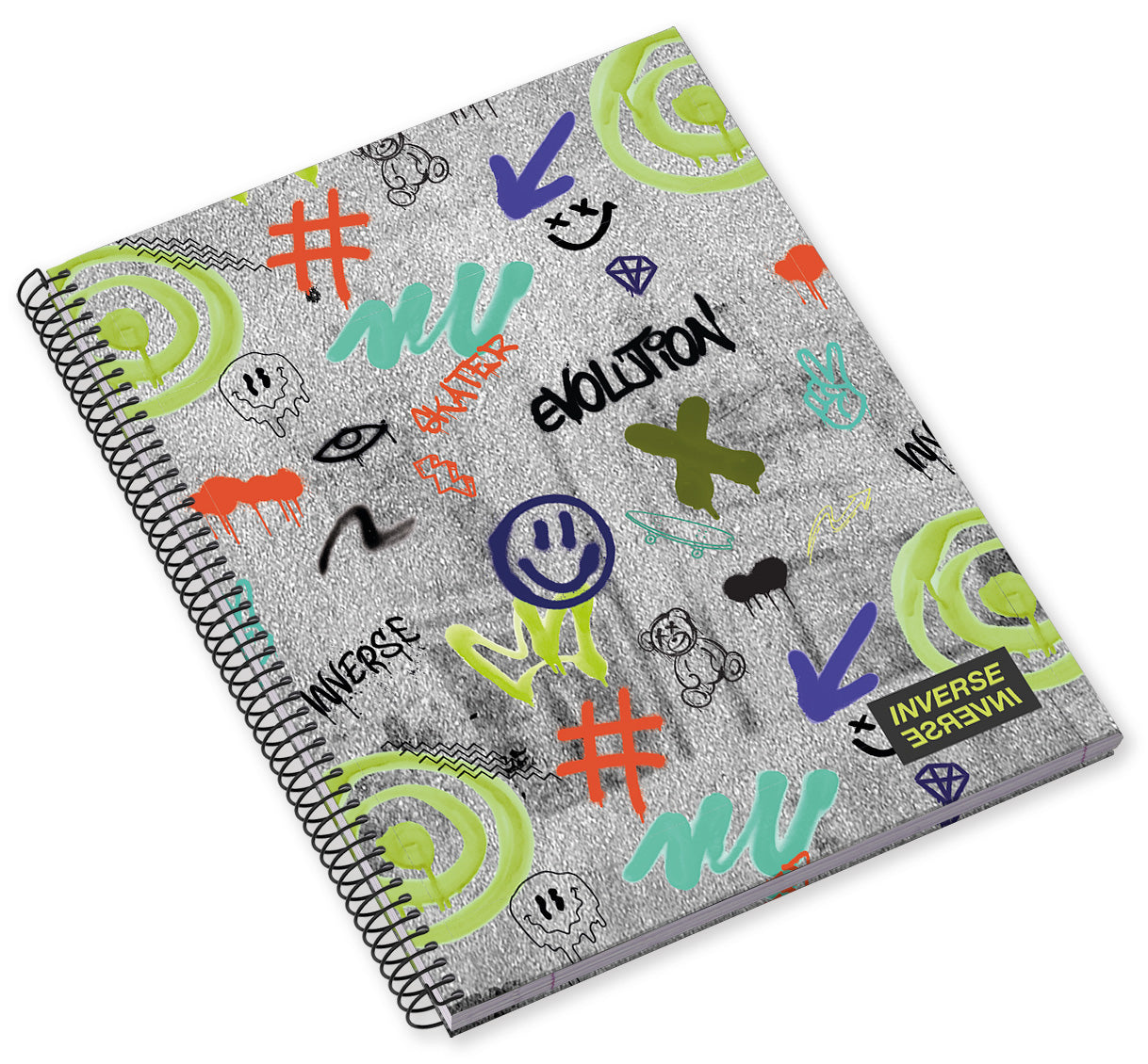 Caderno Espiral Capa Dura A5 80F 90G Teen Inverse Quadriculado 24