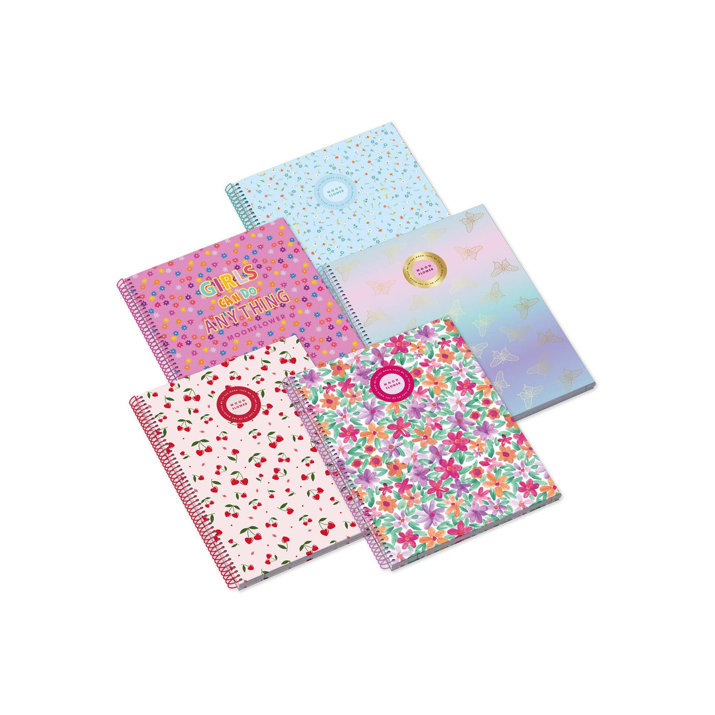 Caderno Espiral Capa Dura A5 80F 90G Teen Moonflower Pautado