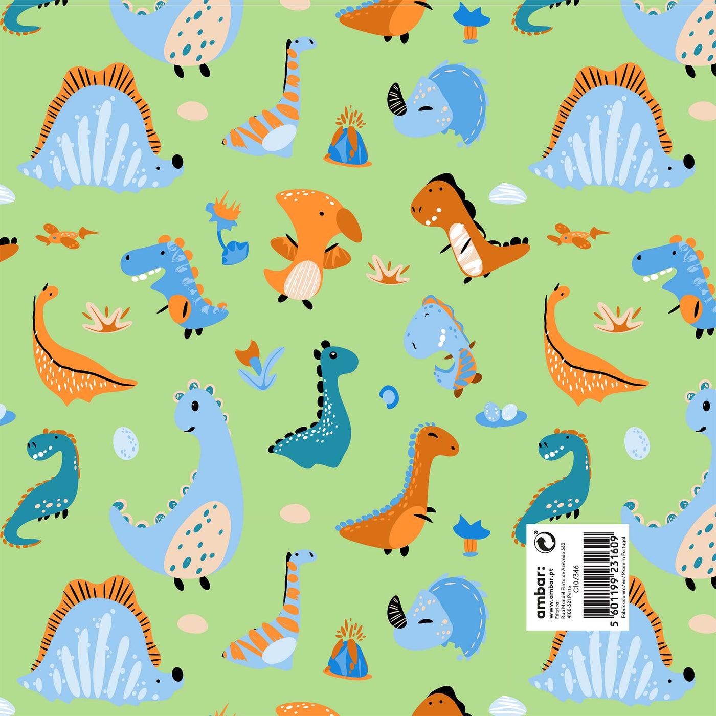 Resma de 25 Folhas de Papel Infantil Baby Dinosaurs C10/346