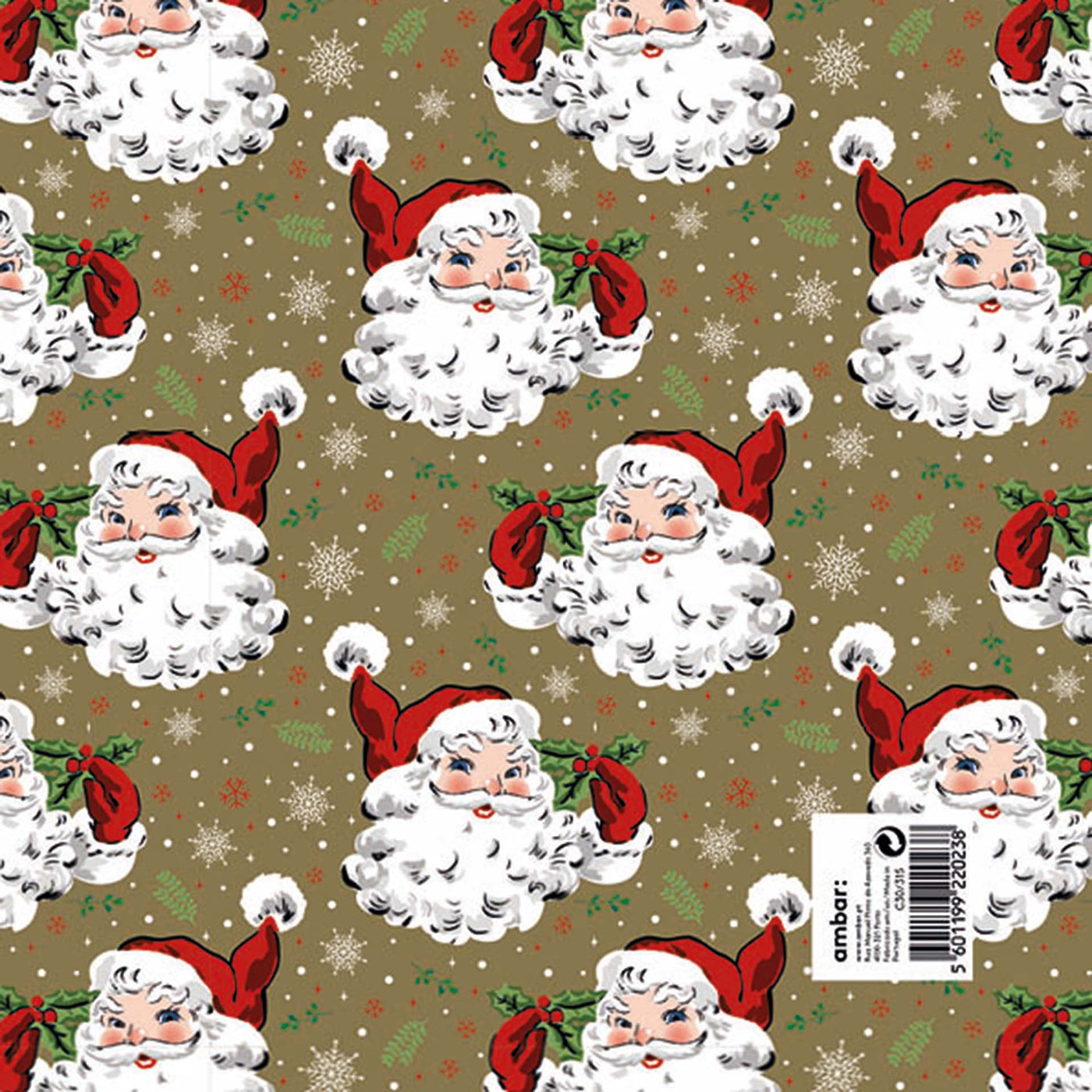 Resma de 25 Folhas de Papel Natal Vintage Santa Claus C30/315