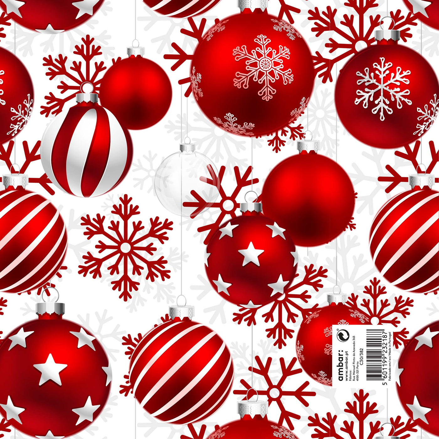 Resma de 25 Folhas de Papel Natal Xmas Red Balls C30/382