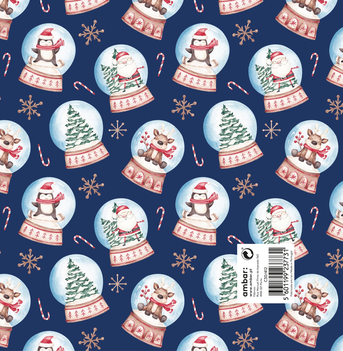 Papel Natal Snowglobe Santa C30/412