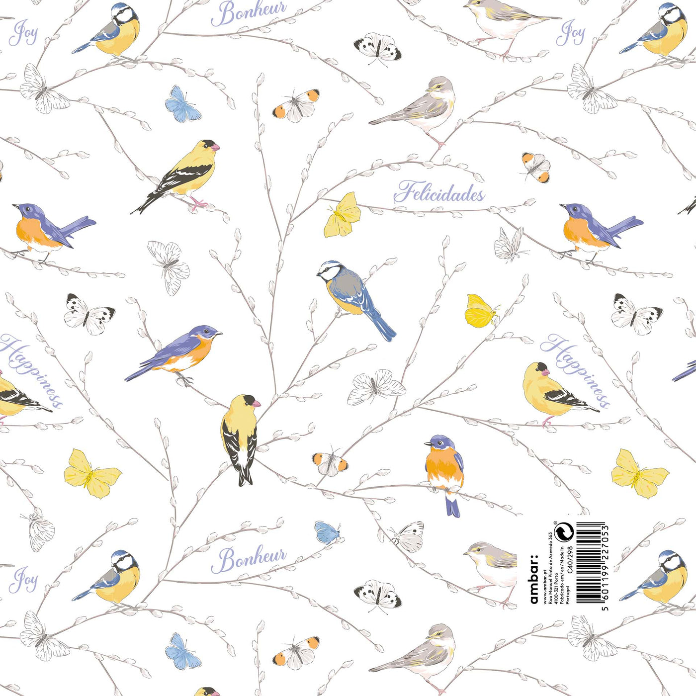 Resma de 25 Folhas de Papel Clássico Love Birds C40/298