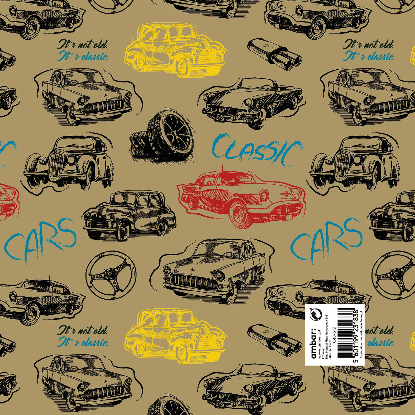 Resma de 25 Folhas de Papel Clássico Classic Cars C40/312