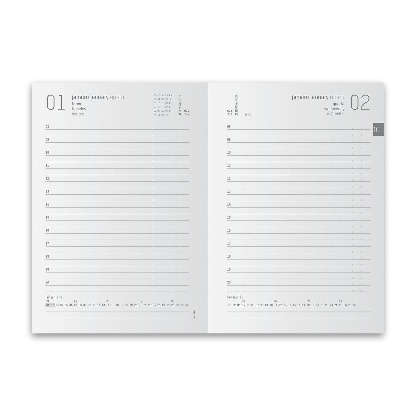 Agenda Secretária 1 Dia Vintage Preta