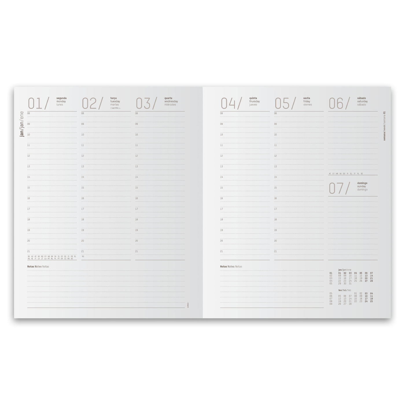 Agenda Secretária 1 Semana Vintage Preta
