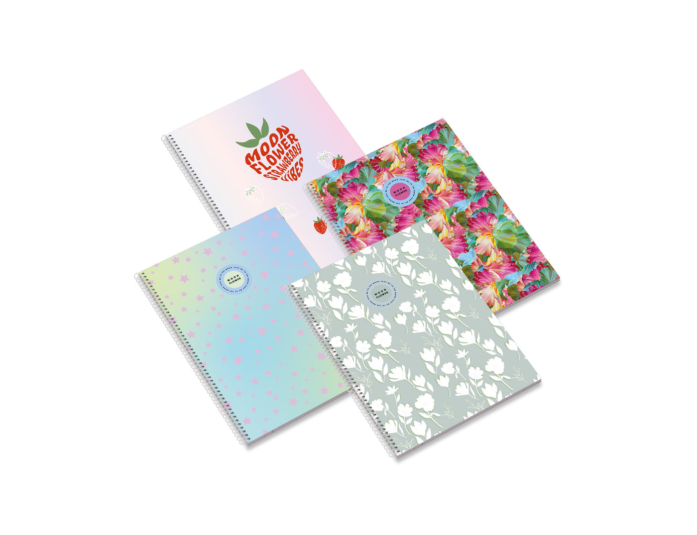 Caderno Espiral Capa Dura A5 80F 90G Teen Moonflower Pautado 24