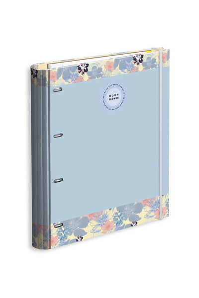 Capa A4 4 Argolas com Recarga Lombada 7 Vincos Moonflower