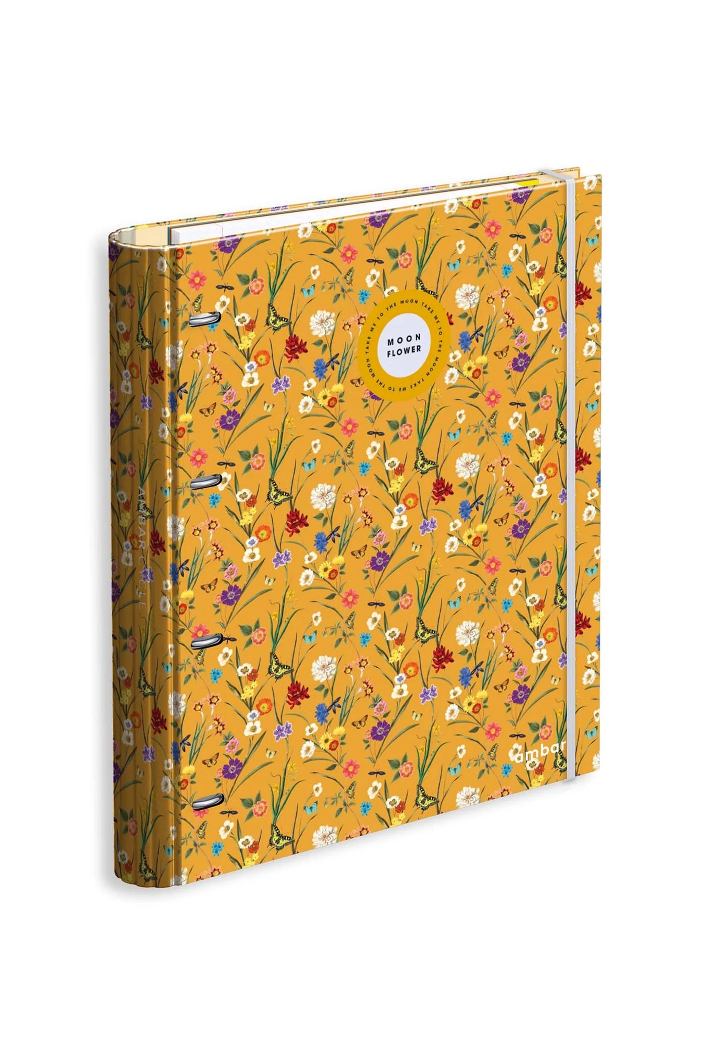 Capa A4 4 Argolas com Recarga Lombada 7 Vincos Moonflower