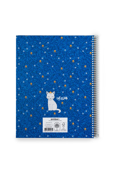 A4 Hardcover Spiral Book Pets Friends Cat Club Lined